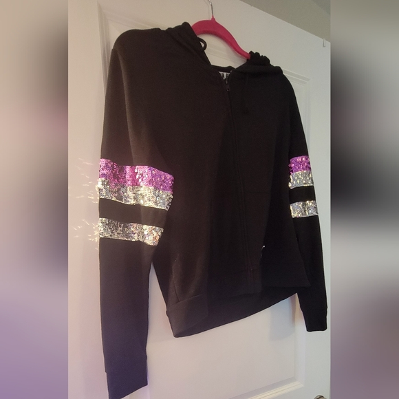 VINTAGE VICTORIA'S SECRET black Hoodie with Sequin Details SIZE L - Picture 7 of 7